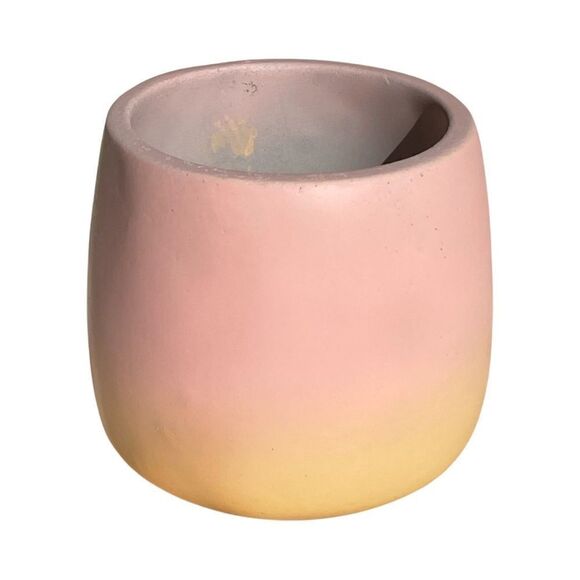 NEW Artisan Colorful  Ombre Gradient Cement Planter by Sunset Park Pink Yellow - Picture 2 of 5